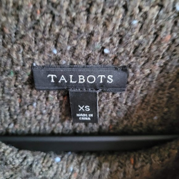 NWOT Olive Green Talbots Mock Neck Speckled Sweater, Size Small - Picture 2 of 4